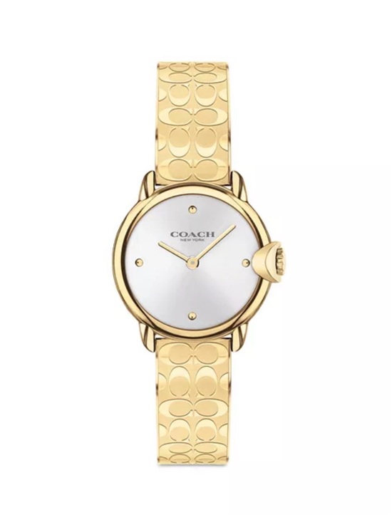 Coach Accessories - Coach Gold-Tone Signature Link Bracelet Watch with White Dial